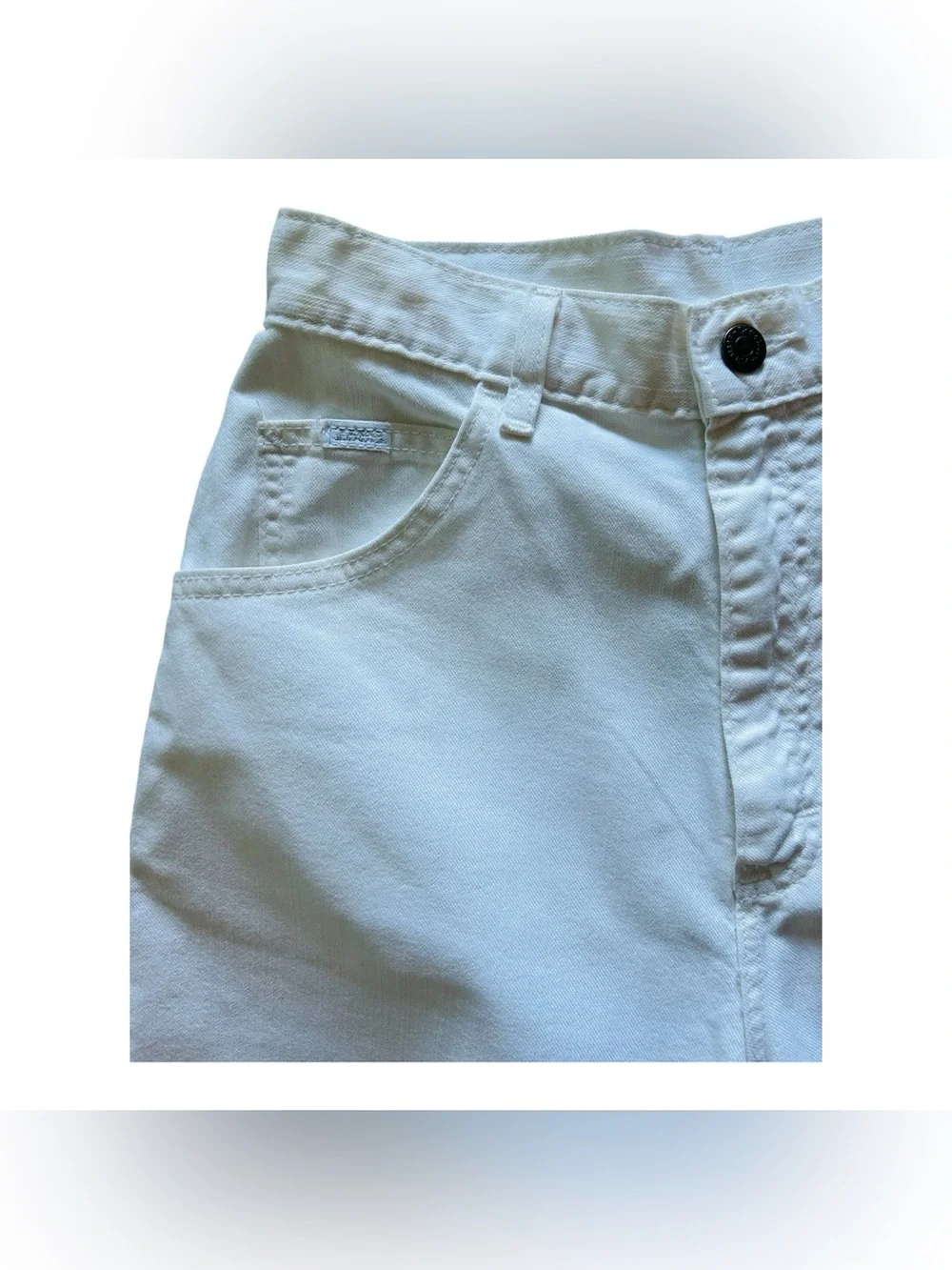 Vtg 80s 90s LEE White High Rise Denim Jean Mom Shorts Sz 6 Small Boho Summer